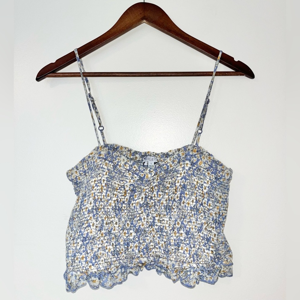 PATRONS OF PEACE Cropped Floral Smocked Ruffle Tank Top | Large - Picture 2 of 10